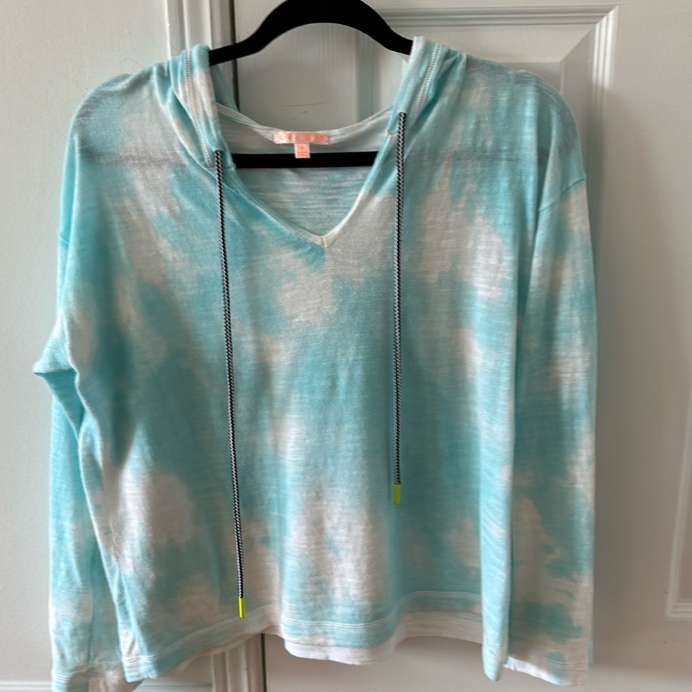 Lisa Todd Glam Burst Blue Tye Dye Hoodie Beachin' Luxury Cotton Sweatshirt